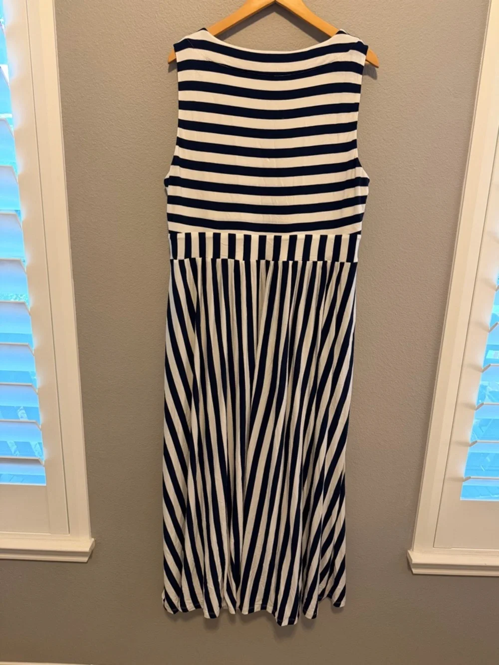 Boden Olympia Jersey Maxi Dress Navy White 16-18R - Picture 9 of 10